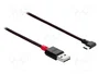 DeLOCK 81545 Cable USB 2.0 de 0,5 m con conectores USB Tipo-A y USB Tipo-C angular, Rojo/Negro