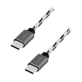 LogiLink Set de 3 cables USB 2.0 Type-C a Type-C, aluminio y nylon, blanco/negro