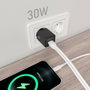 Aisens Cargador GaN 30W con USB-C y USB-A, Negro