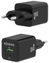 Aisens Cargador GaN 30W con USB-C y USB-A, Negro