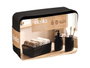 BERILO Set de dispensador con vaso y bandeja de rayas negro