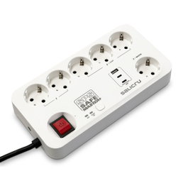 Salicru SPS SAFE MASTER+ Regleta con 6 tomas y 3 USB Blanco