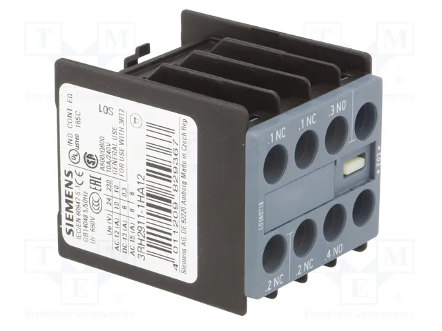 SIEMENS 3RH2911-1HA12 Contactores auxiliares S0, S00, S2 con agarres de tornillo SIEMENS 3RH2911-1HA12 Contactores auxiliares S0, S00, S2 con agarres de tornillo