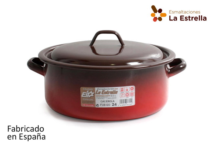 La Estrella Cacerola Esmaltada con Tapa 24 cm - 4.3L Fuego (6 Unidades) La Estrella Cacerola Esmaltada con Tapa 24 cm - 4.3L Fuego (6 Unidades)