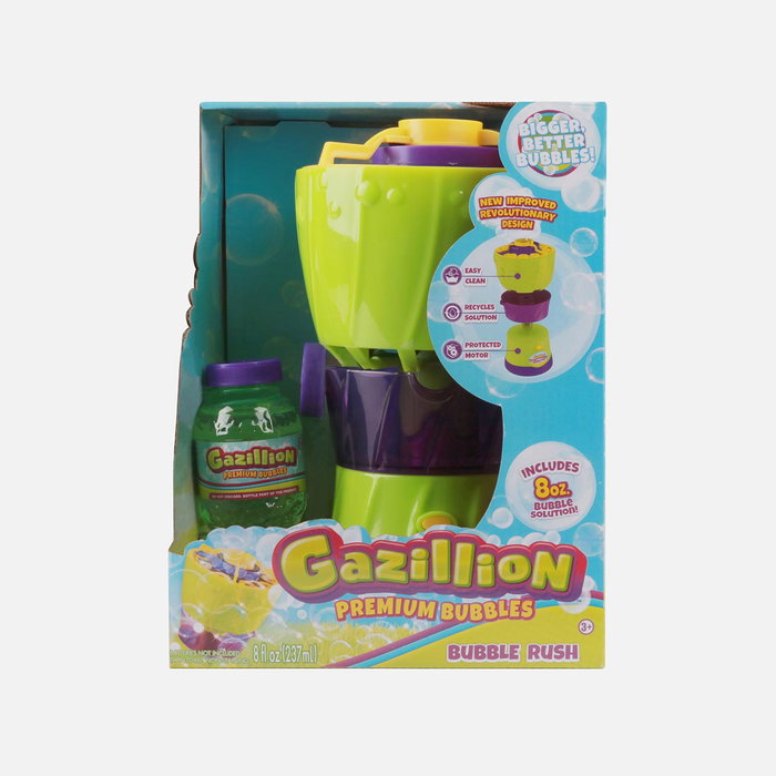 Gazillion Máquina de Pompas Bubble Rush 36452, Genera 5000 Burbujas por Minuto Automáticamente, Incluye Solución