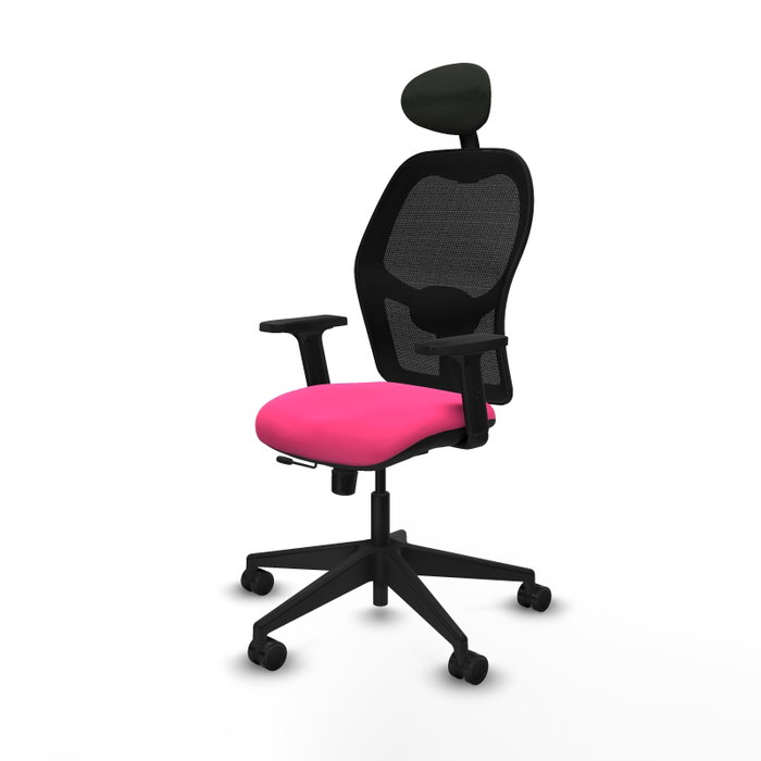 PIQUERAS Y CRESPO Silla de oficina Alocén con malla negra y asiento rosa PIQUERAS Y CRESPO Silla de oficina Alocén con malla negra y asiento rosa