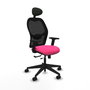 PIQUERAS Y CRESPO Silla de oficina Alocén con malla negra y asiento rosa