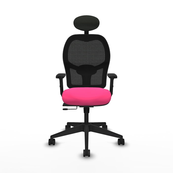 PIQUERAS Y CRESPO Silla de oficina Alocén con malla negra y asiento rosa PIQUERAS Y CRESPO Silla de oficina Alocén con malla negra y asiento rosa