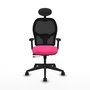 PIQUERAS Y CRESPO Silla de oficina Alocén con malla negra y asiento rosa