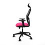 PIQUERAS Y CRESPO Silla de oficina Alocén con malla negra y asiento rosa