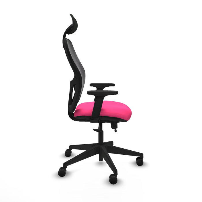 PIQUERAS Y CRESPO Silla de oficina Alocén con malla negra y asiento rosa PIQUERAS Y CRESPO Silla de oficina Alocén con malla negra y asiento rosa