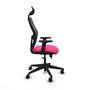 PIQUERAS Y CRESPO Silla de oficina Alocén con malla negra y asiento rosa
