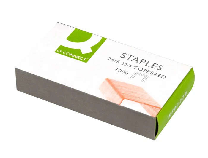 Q-connect Grapas Nº 22/6 24/6 Cobreadas Caja 1000 Unidades