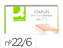 Q-connect Grapas Nº 22/6 24/6 Cobreadas Caja 1000 Unidades