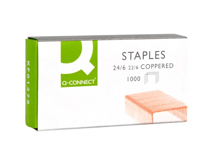 Q-connect Grapas Nº 22/6 24/6 Cobreadas Caja 1000 Unidades