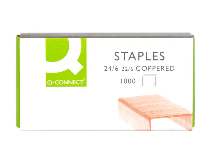 Q-connect Grapas Nº 22/6 24/6 Cobreadas Caja 1000 Unidades