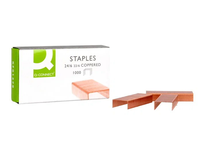 Q-connect Grapas Nº 22/6 24/6 Cobreadas Caja 1000 Unidades