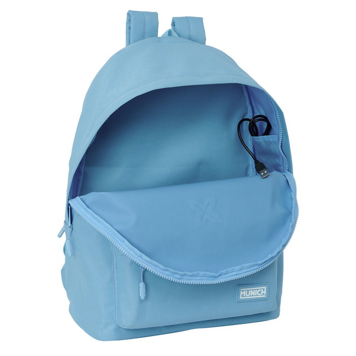 Safta Mochila Doble Munich Basics para Portátil 15,6 Pulgadas con USB Azul