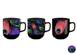 DKD Home Decor Tazas de Porcelana Peacock Surtidas de 380ml