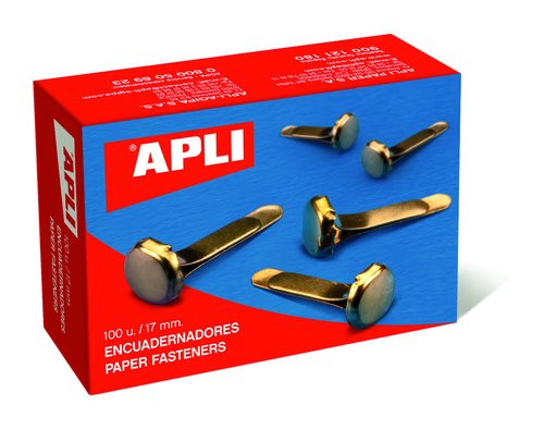 Apli Encuadernadores Metálicos Sin Arandela Dorados 12mm