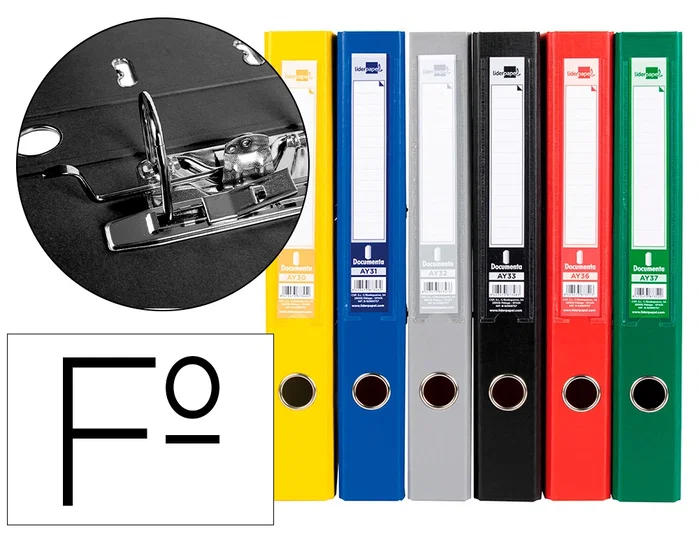 Liderpapel Archivador de Palanca Forrado PVC Colores Surtidos 52 mm Liderpapel Archivador de Palanca Forrado PVC Colores Surtidos 52 mm