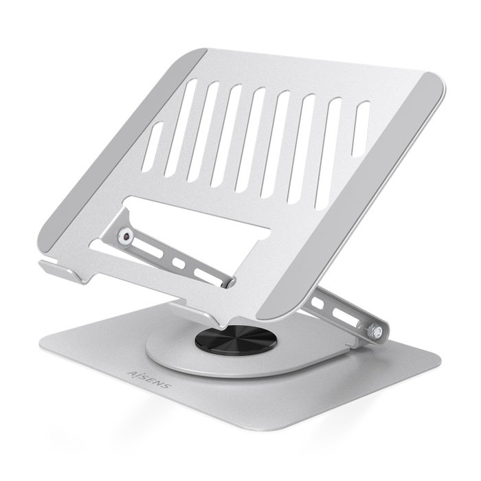 Aisens Soporte de Sobremesa XL Giratorio Ajustable para Portátil/Tablet 10-17 Pulgadas, Plata