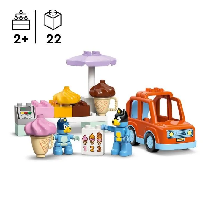 Lego DUPLO 10458 Visita a la Heladería de Bluey Set de Construcción para Niños de 2 Años