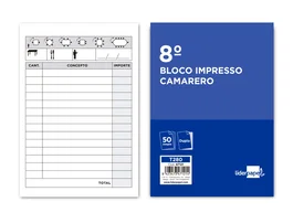 Liderpapel T280 Talonario Camarero Original y Copia 8º (105 x 155 mm)