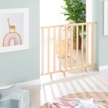 Roba Barrera de Seguridad para Bebés ROB4005317236162 - Para Puertas y Escaleras - De 62 a 106 cm - Madera Natural