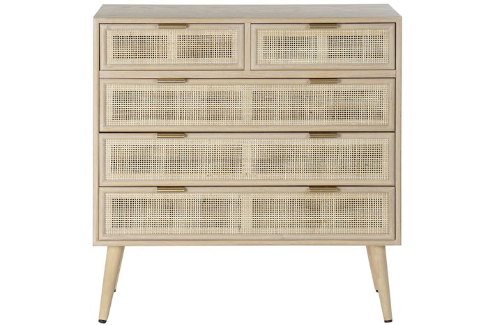 DKD Home Decor Cómoda Rejilla Natural de Paulownia y MDF