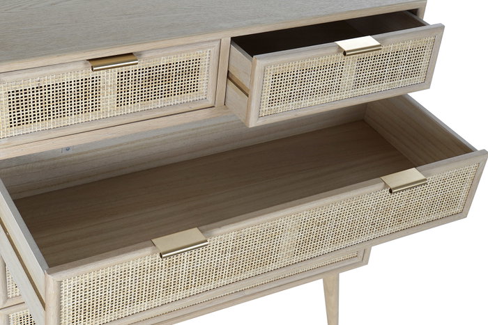 DKD Home Decor Cómoda Rejilla Natural de Paulownia y MDF