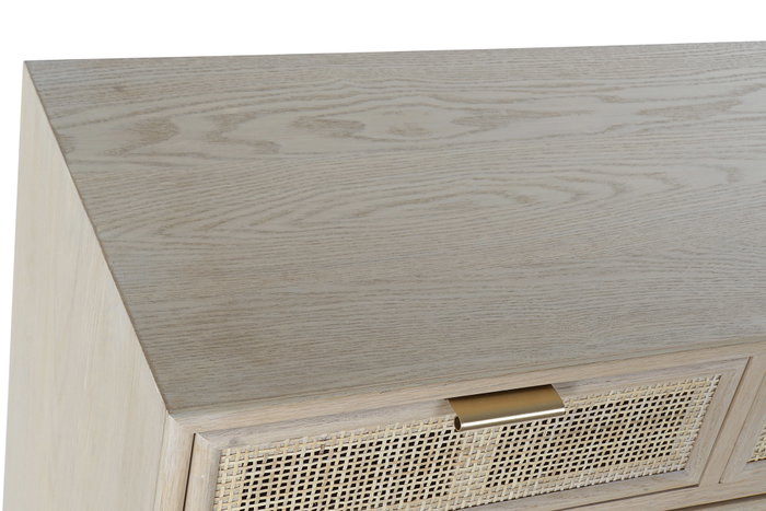 DKD Home Decor Cómoda Rejilla Natural de Paulownia y MDF