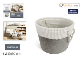 Inde Cesta de Almacenaje Redonda 40 x 30 cm, de Mimbre o Ratán Natural, para Ropa, Juguetes o Decoración del Hogar (12 Unidades)