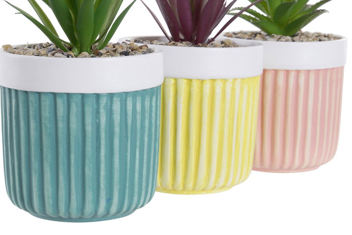 DKD Home Decor Planta Boho Verde Amarillo Coral 10 x 18 x 10 cm