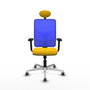 PIQUERAS Y CRESPO Silla de oficina Motilla con mecanismo Sincro, Amarillo y Azul