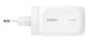 Belkin WCH016hqWH Cargador GaN USB-C 100W Carga Rápida PD 3.0/3.1 PPS, 3 Puertos (2x USB-C + 1x USB-A), Universal para Interiores, Color Blanco