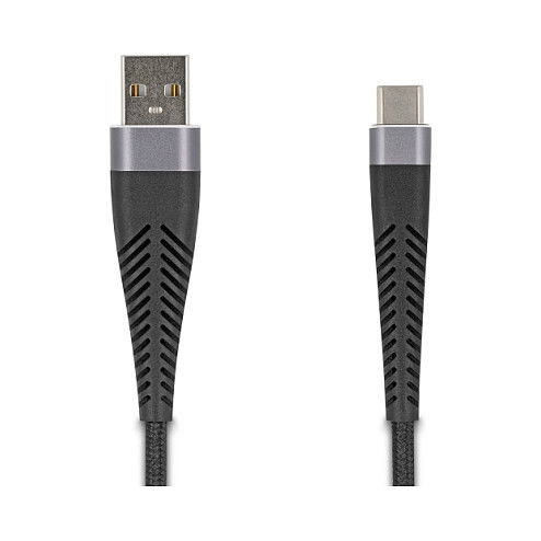DeLOCK 81122 Cable USB 2.0 USB-A a USB-C de 2 metros, carga rápida 60W, forro textil, negro