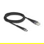 DeLOCK 81122 Cable USB 2.0 USB-A a USB-C de 2 metros, carga rápida 60W, forro textil, negro