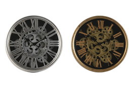 DKD Home Decor Pack de 2 Relojes de Pared de Metal y Cristal Surtidos