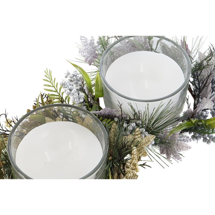 DKD Home Decor Set de 2 Velas de Cera de Parafina y Cristal, Dorado y Plateado, 300g cada una