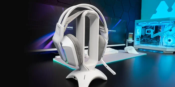 Mars Gaming MH-STRIKE Auriculares Gaming para PC, PS5, Xbox, Diadema Ajustable con RGB, Drivers 50mm, Micrófono Plegable, Blanco, Cable 1.9m