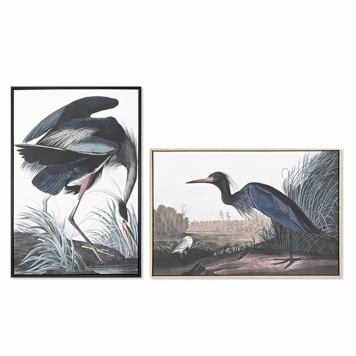 DKD Home Decor Cuadro de Garza Enmarcado, Pack de 2 unidades DKD Home Decor Cuadro de Garza Enmarcado, Pack de 2 unidades