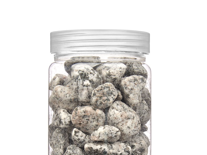 Giftdecor Bote de Piedra Gris 700g con Piedras de 10-20 mm. Dimensiones 6.5 x 15.8 x 6.5 cm (Set de 12)