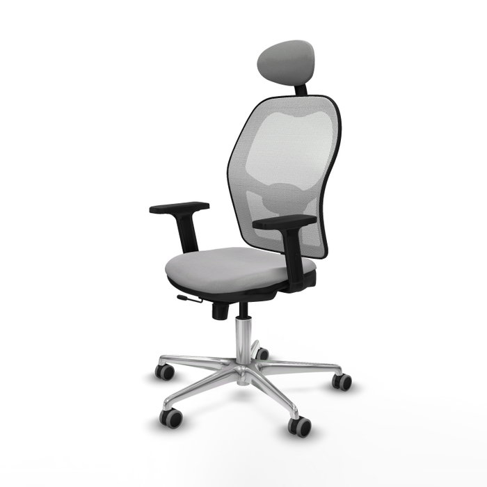 PIQUERAS Y CRESPO Silla de oficina Jorquera con mecanismo Sincro/Traslack, Gris claro y Blanco