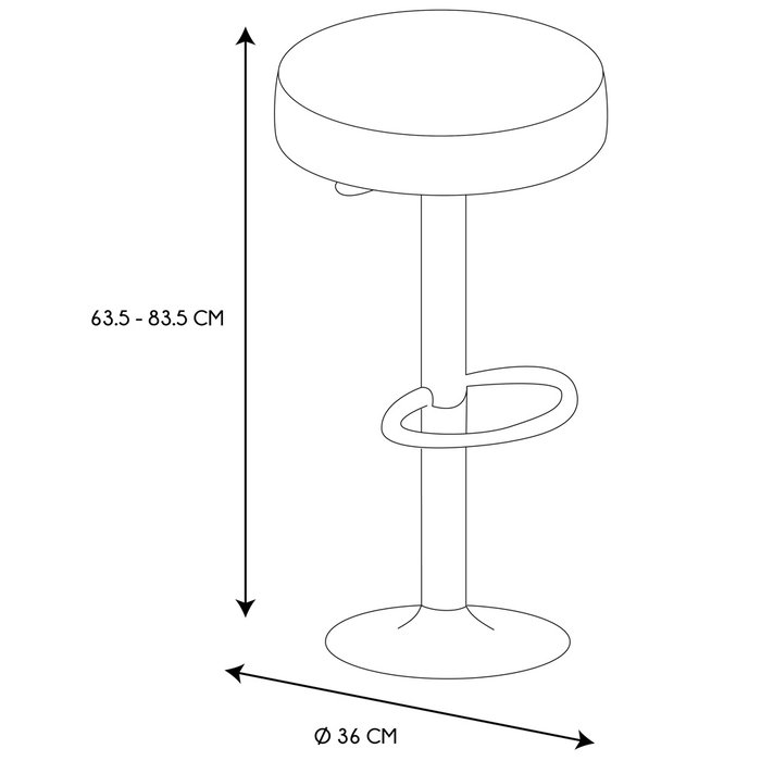 Home Deco Factory Taburete Bar Regulable Mumford Industriel Altura Ajustable 36x63.5-83.5 cm