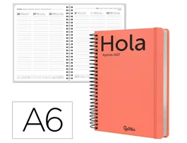 Liderpapel Agenda de Oficina 2027 Espiral Classic Semana Vista A6 Naranja
