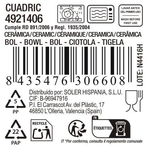 Inde Bol 340 cc Ø11.5 cm "Cuadric" (24 Unidades)