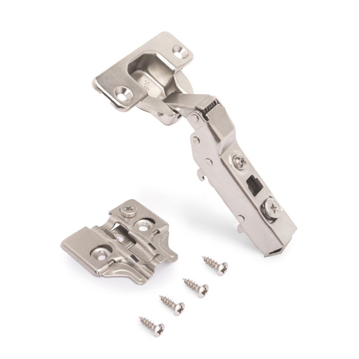 Emuca Lote de 20 bisagras codo X91 con cierre suave y suplementos para atornillar, Altura 0, Acero, Niquelado Emuca Lote de 20 bisagras codo X91 con cierre suave y suplementos para atornillar, Altura 0, Acero, Niquelado
