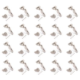 Emuca Lote de 20 bisagras codo X91 con cierre suave y suplementos para atornillar, Altura 0, Acero, Niquelado