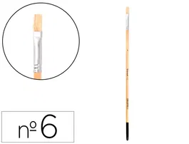 Liderpapel Pincel para Pintura al Óleo y Acrílica N 6 Punta Plana Pelo de Cerda Certificado FSC